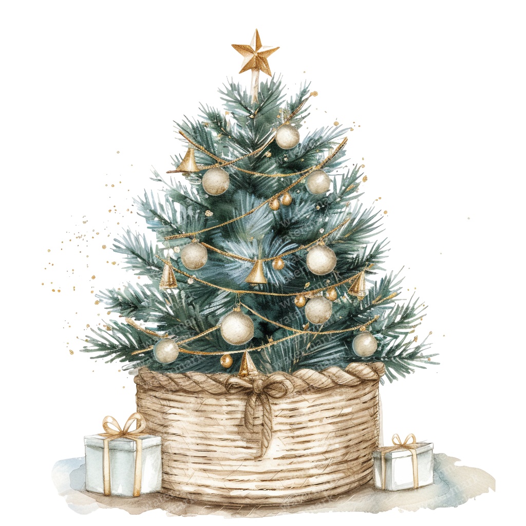 【商用利用可】クリスマスツリー(水彩ツリー)クリップアート20点セット|高解像度・透過PNG|印刷OK|コラージュ・ジャンクジャーナル素材|即ダウンロード