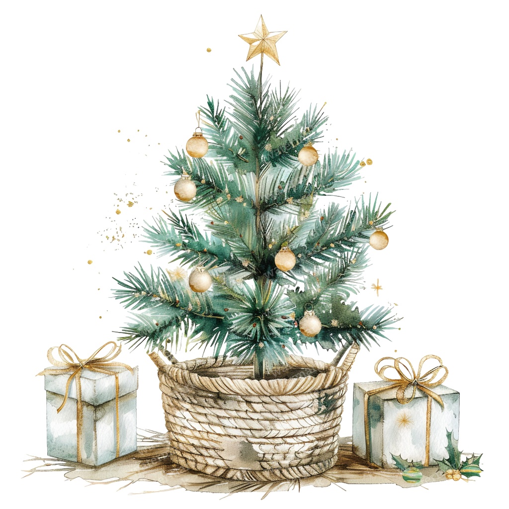 【商用利用可】クリスマスツリー(水彩ツリー)クリップアート20点セット|高解像度・透過PNG|印刷OK|コラージュ・ジャンクジャーナル素材|即ダウンロード