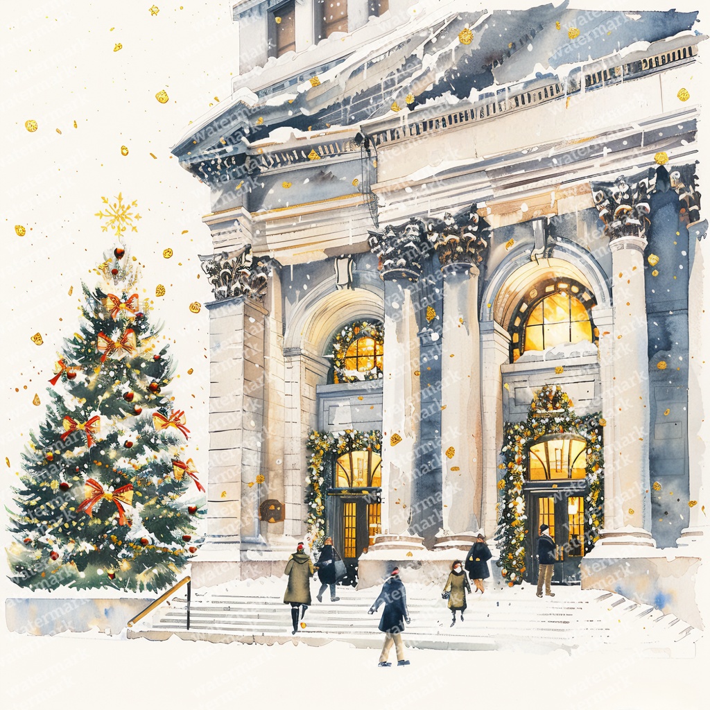 【商用利用可】クリスマスの街(水彩ウィンタータウン)クリップアート20点セット|高解像度JPG|印刷OK|雪景色・冬の風景|コラージュ・ジャンクジャーナル素材|即ダウンロード