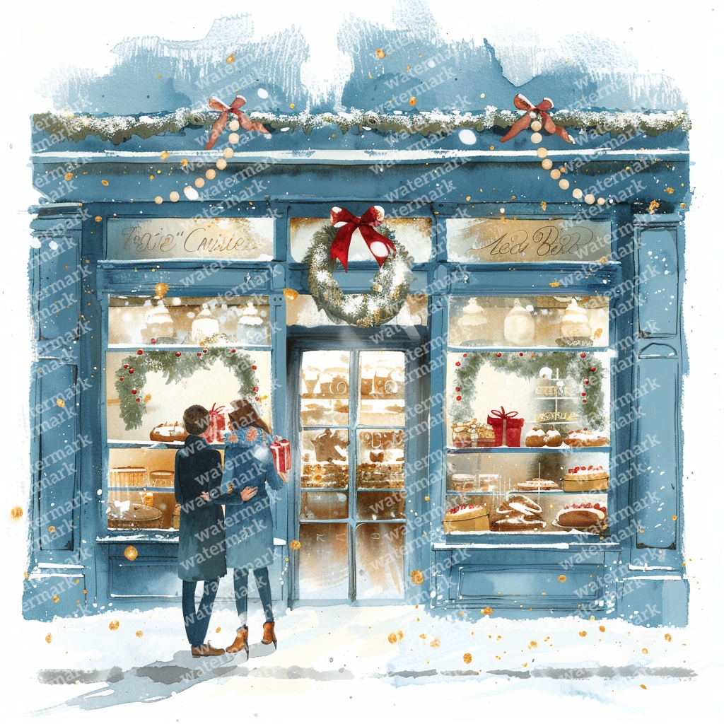 【商用利用可】クリスマスの街（水彩ウィンタータウン）クリップアート20点セット｜高解像度JPG｜印刷OK｜雪景色・冬の風景｜コラージュ・ジャンクジャーナル素材｜即ダウンロード