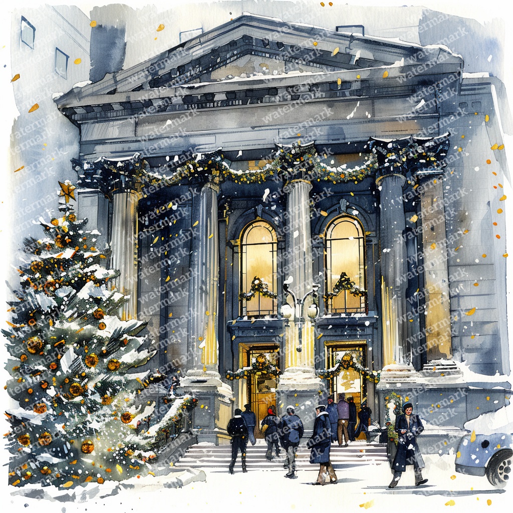 【商用利用可】クリスマスの街(水彩ウィンタータウン)クリップアート20点セット|高解像度JPG|印刷OK|雪景色・冬の風景|コラージュ・ジャンクジャーナル素材|即ダウンロード