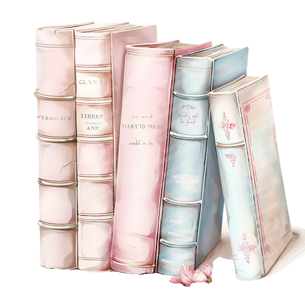 【商用利用可】パステルヴィンテージ本の積み重ね(水彩ブックスタック)クリップアート20点セット|高解像度・透過PNG|ジャンクジャーナル・コラージュ素材|即ダウンロード