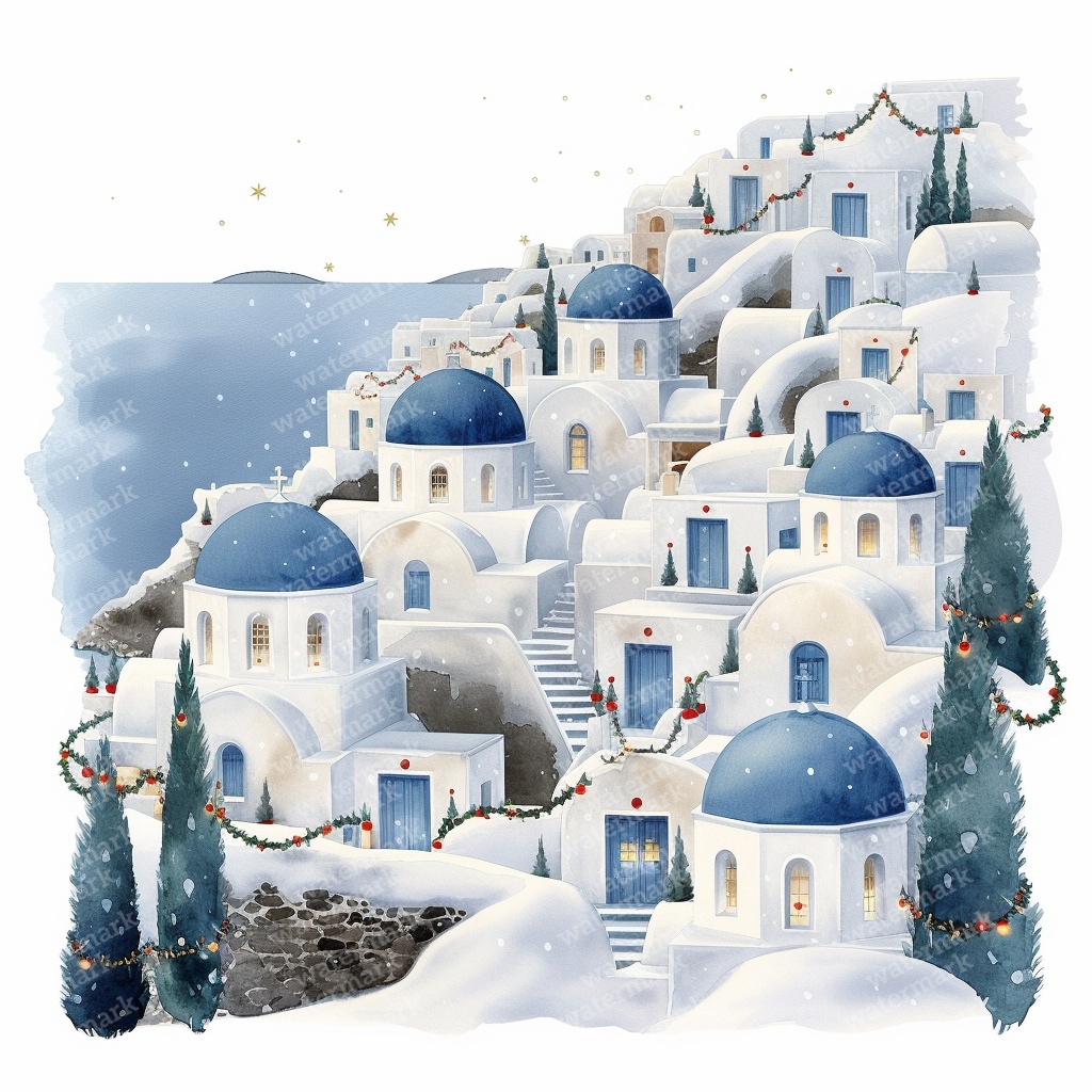 【商用利用可】クリスマスの街(水彩ウィンタータウン)クリップアート20点セット|高解像度JPG|印刷OK|雪景色・冬の風景|コラージュ・ジャンクジャーナル素材|即ダウンロード