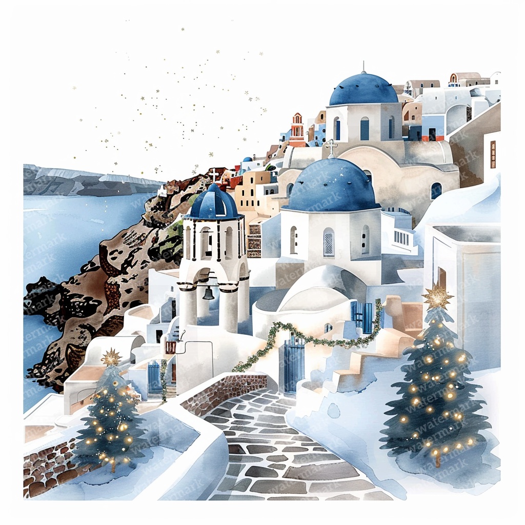 【商用利用可】クリスマスの街(水彩ウィンタータウン)クリップアート20点セット|高解像度JPG|印刷OK|雪景色・冬の風景|コラージュ・ジャンクジャーナル素材|即ダウンロード
