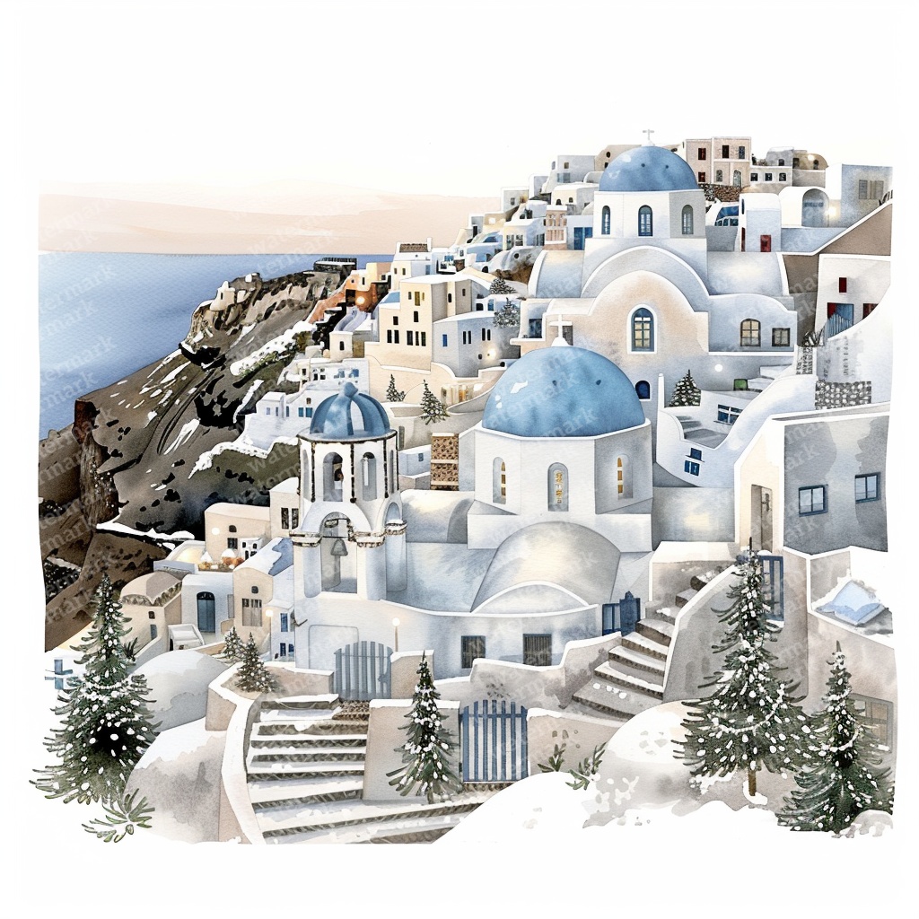 【商用利用可】クリスマスの街(水彩ウィンタータウン)クリップアート20点セット|高解像度JPG|印刷OK|雪景色・冬の風景|コラージュ・ジャンクジャーナル素材|即ダウンロード