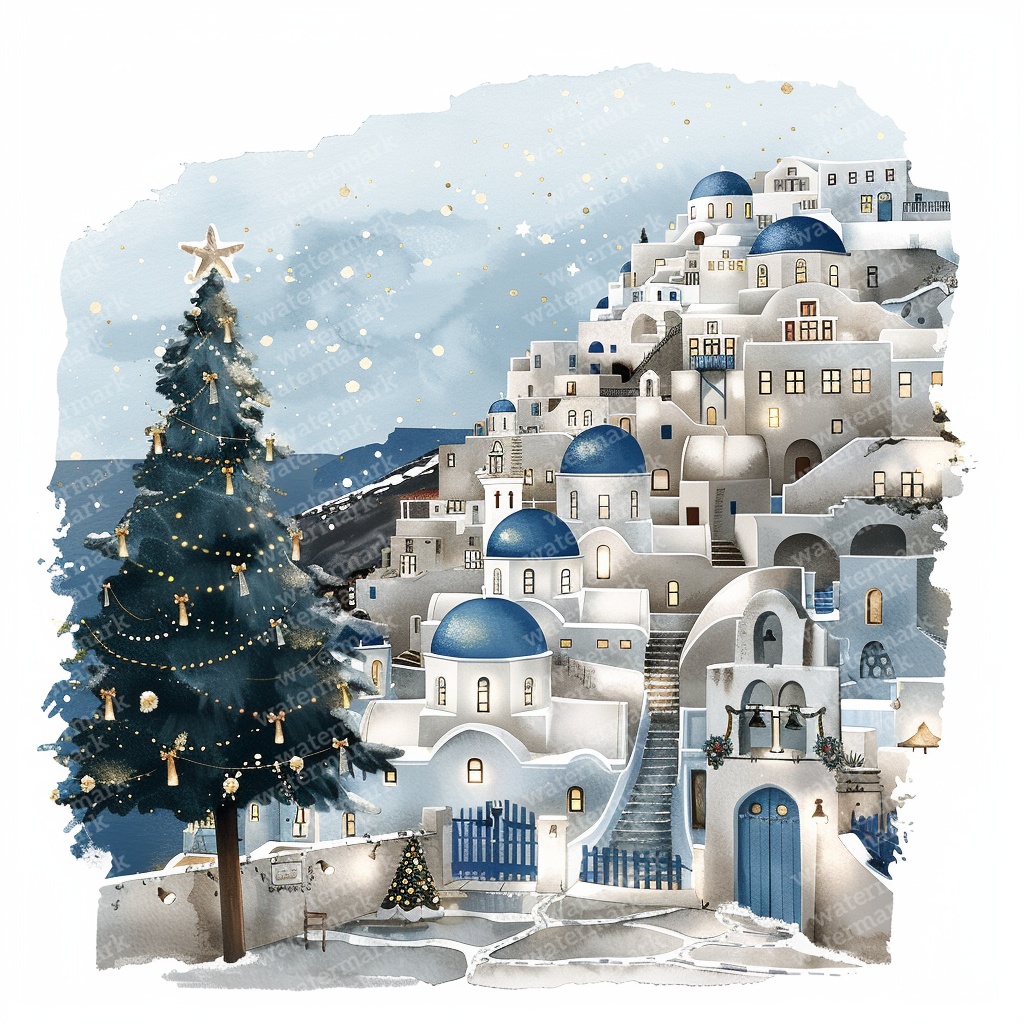 【商用利用可】クリスマスの街(水彩ウィンタータウン)クリップアート20点セット|高解像度JPG|印刷OK|雪景色・冬の風景|コラージュ・ジャンクジャーナル素材|即ダウンロード