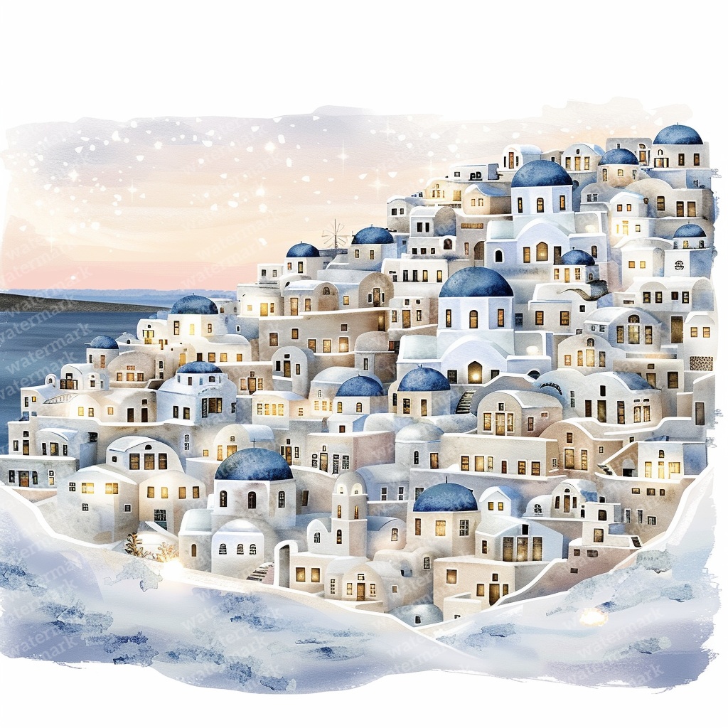 【商用利用可】クリスマスの街(水彩ウィンタータウン)クリップアート20点セット|高解像度JPG|印刷OK|雪景色・冬の風景|コラージュ・ジャンクジャーナル素材|即ダウンロード
