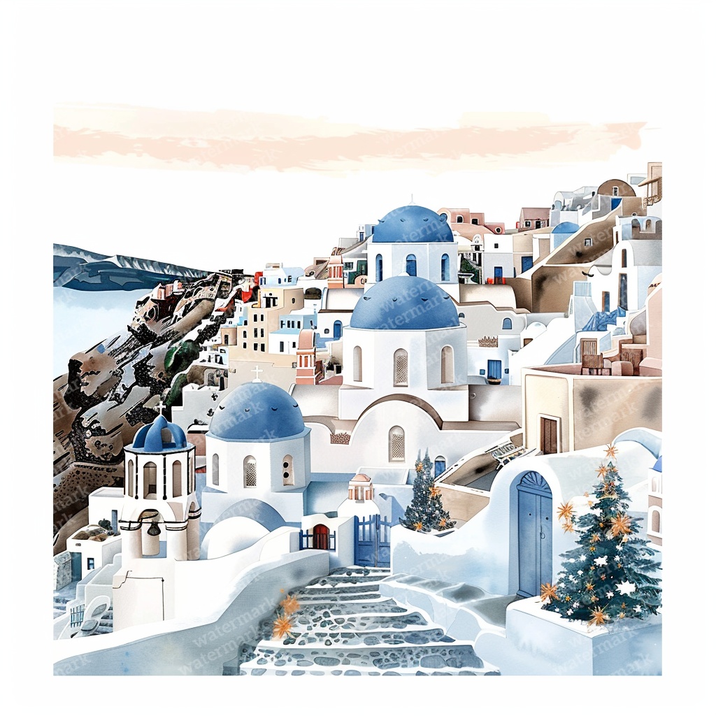 【商用利用可】クリスマスの街(水彩ウィンタータウン)クリップアート20点セット|高解像度JPG|印刷OK|雪景色・冬の風景|コラージュ・ジャンクジャーナル素材|即ダウンロード