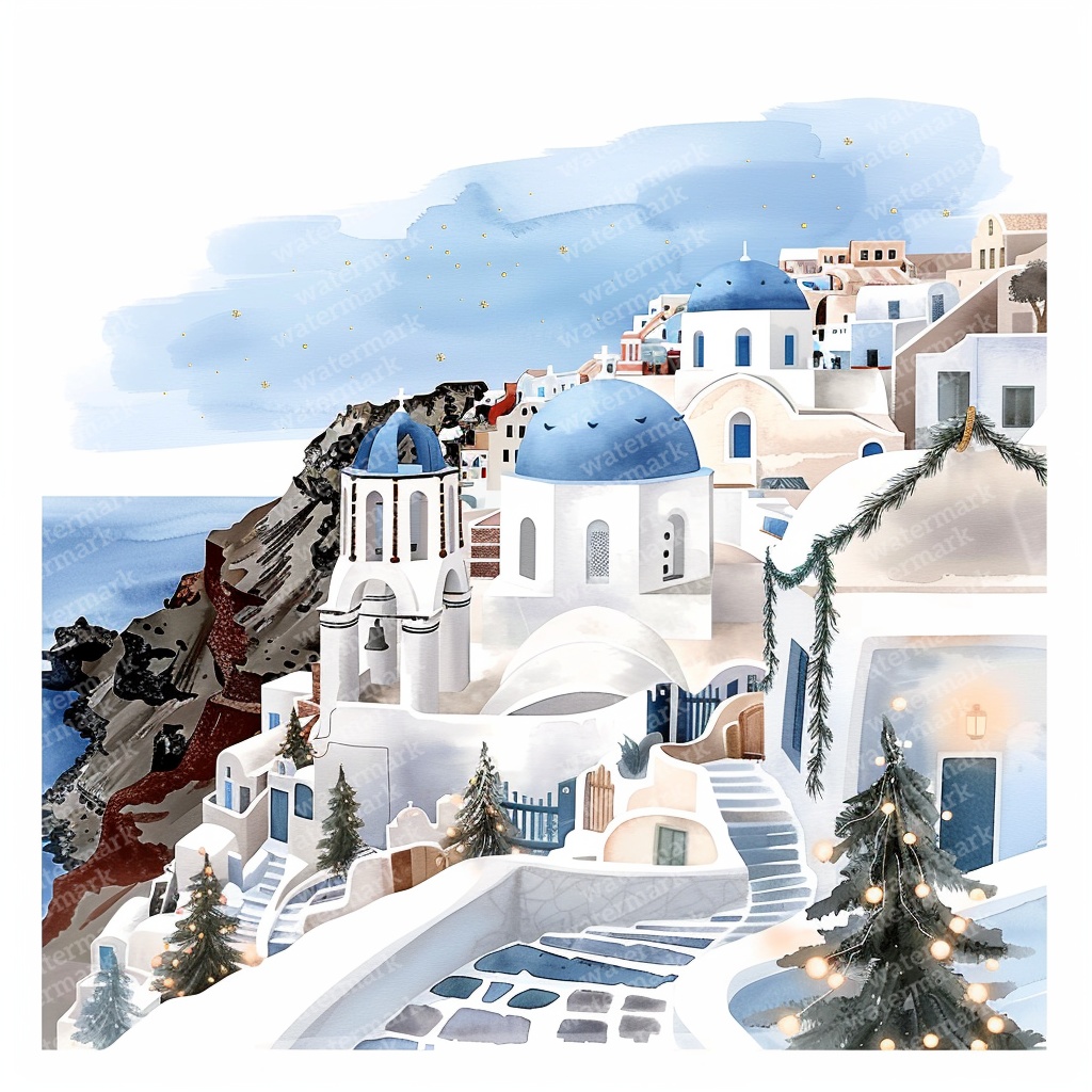 【商用利用可】クリスマスの街(水彩ウィンタータウン)クリップアート20点セット|高解像度JPG|印刷OK|雪景色・冬の風景|コラージュ・ジャンクジャーナル素材|即ダウンロード
