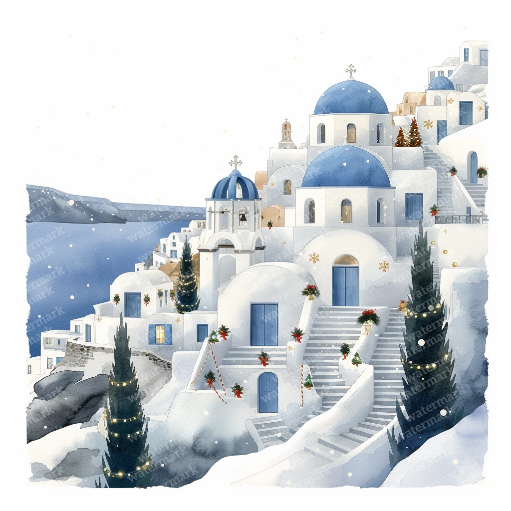 【商用利用可】クリスマスの街(水彩ウィンタータウン)クリップアート20点セット|高解像度JPG|印刷OK|雪景色・冬の風景|コラージュ・ジャンクジャーナル素材|即ダウンロード