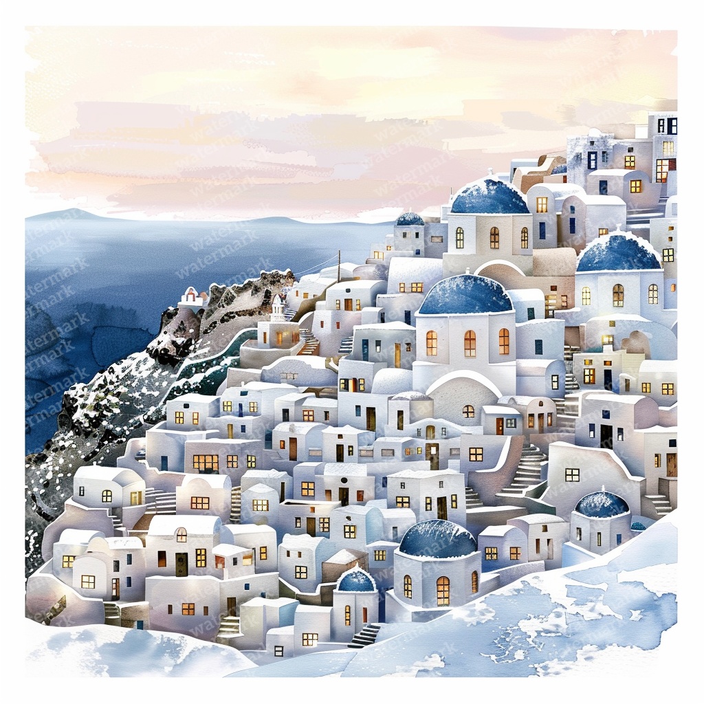 【商用利用可】クリスマスの街(水彩ウィンタータウン)クリップアート20点セット|高解像度JPG|印刷OK|雪景色・冬の風景|コラージュ・ジャンクジャーナル素材|即ダウンロード