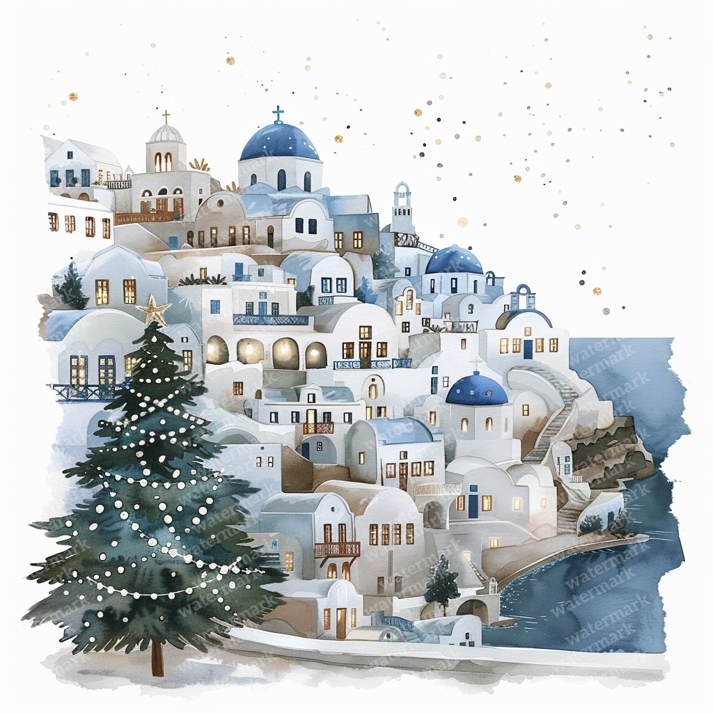 【商用利用可】クリスマスの街(水彩ウィンタータウン)クリップアート20点セット|高解像度JPG|印刷OK|雪景色・冬の風景|コラージュ・ジャンクジャーナル素材|即ダウンロード