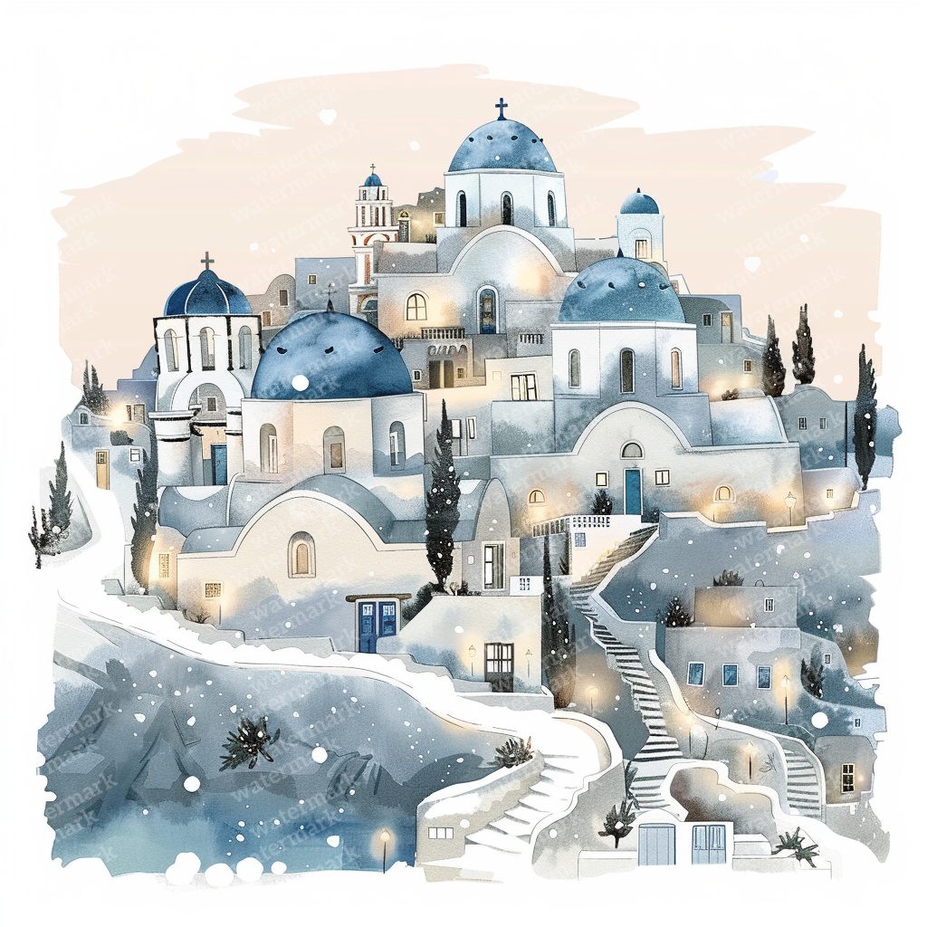 【商用利用可】クリスマスの街(水彩ウィンタータウン)クリップアート20点セット|高解像度JPG|印刷OK|雪景色・冬の風景|コラージュ・ジャンクジャーナル素材|即ダウンロード