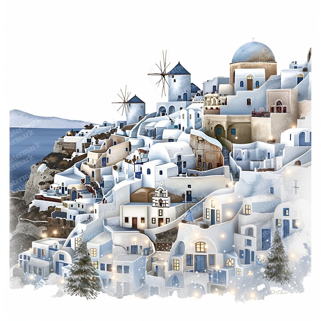 【商用利用可】クリスマスの街(水彩ウィンタータウン)クリップアート20点セット|高解像度JPG|印刷OK|雪景色・冬の風景|コラージュ・ジャンクジャーナル素材|即ダウンロード