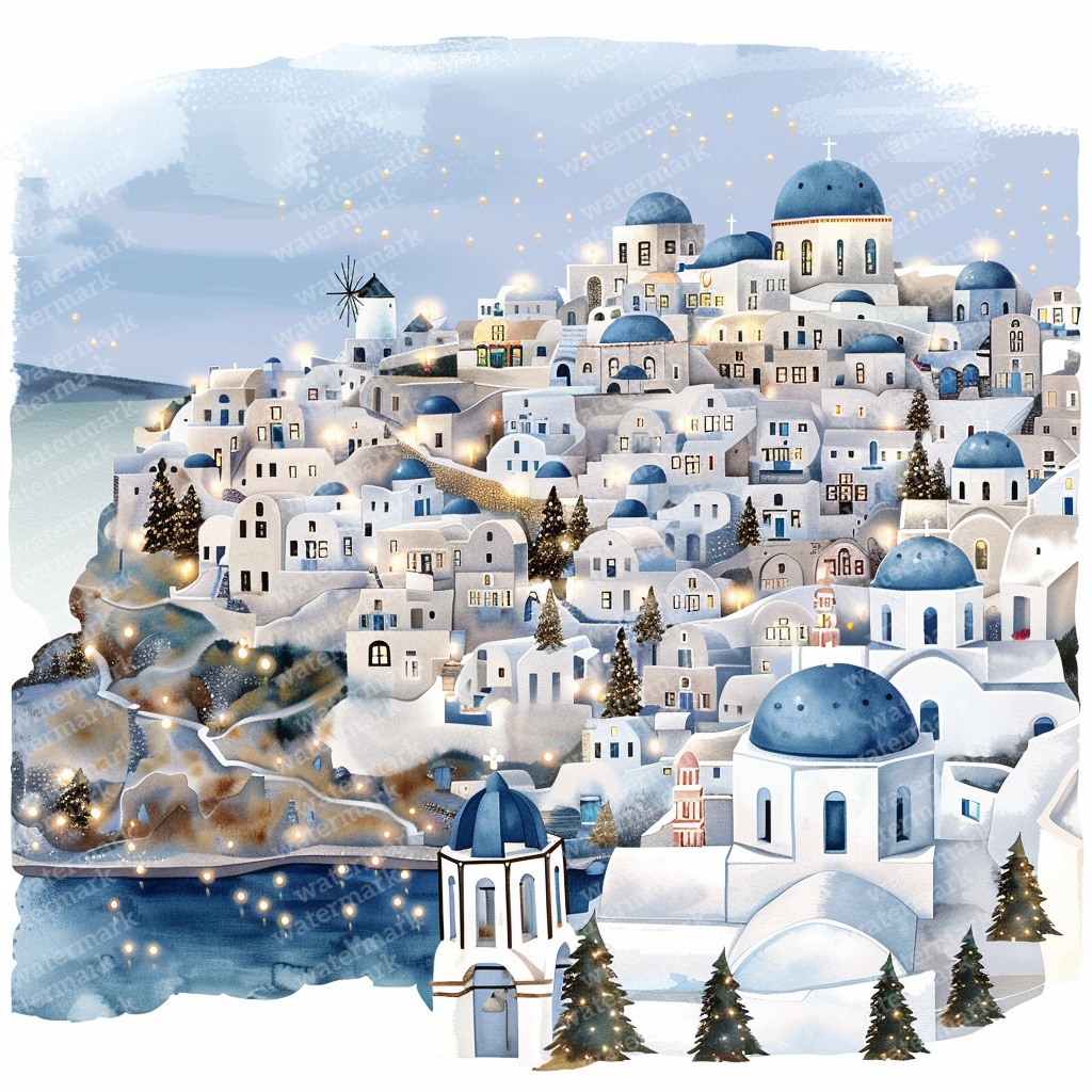 【商用利用可】クリスマスの街(水彩ウィンタータウン)クリップアート20点セット|高解像度JPG|印刷OK|雪景色・冬の風景|コラージュ・ジャンクジャーナル素材|即ダウンロード