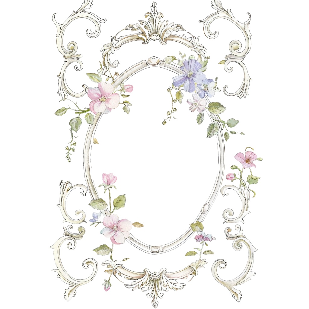 【商用利用可】ロココ調フローラルフレーム(水彩ヴィンテージ装飾枠)クリップアート20点セット|高解像度PNG|ウェディング・コラージュ・ジャンクジャーナル素材|即ダウンロード