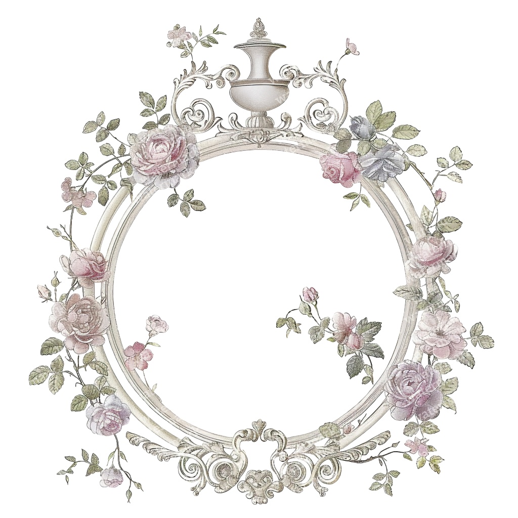 【商用利用可】ロココ調フローラルフレーム(水彩ヴィンテージ装飾枠)クリップアート20点セット|高解像度PNG|ウェディング・コラージュ・ジャンクジャーナル素材|即ダウンロード