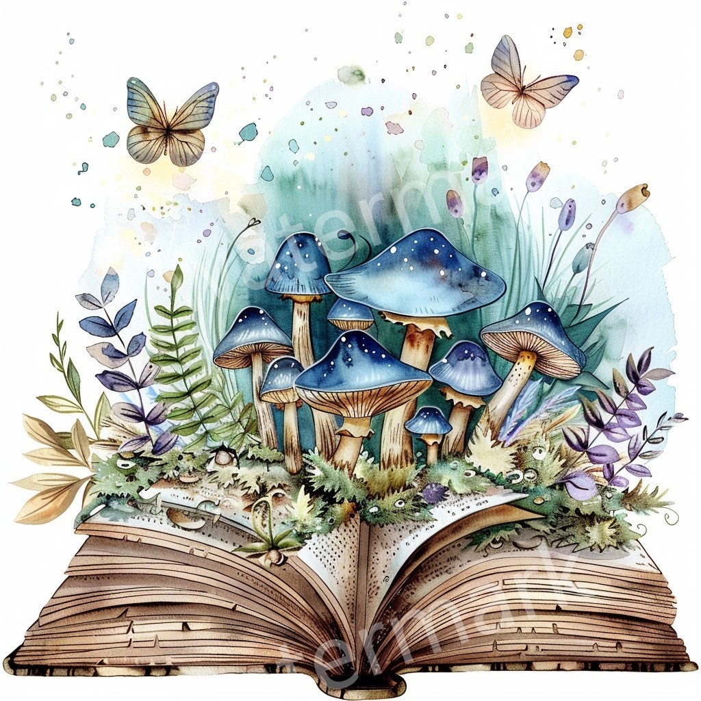 【商用利用可】魔法の本(水彩ファンタジーブック)クリップアート20点セット|高解像度・透過PNG|ファンタジー・コラージュ・ジャンクジャーナル素材|即ダウンロード