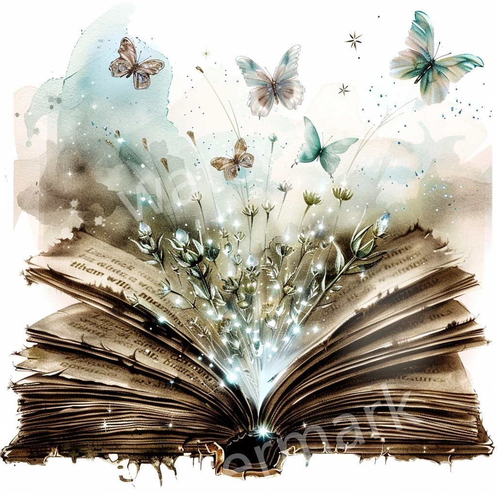 【商用利用可】魔法の本(水彩ファンタジーブック)クリップアート20点セット|高解像度・透過PNG|ファンタジー・コラージュ・ジャンクジャーナル素材|即ダウンロード