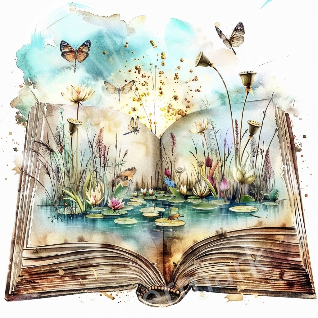 【商用利用可】魔法の本(水彩ファンタジーブック)クリップアート20点セット|高解像度・透過PNG|ファンタジー・コラージュ・ジャンクジャーナル素材|即ダウンロード