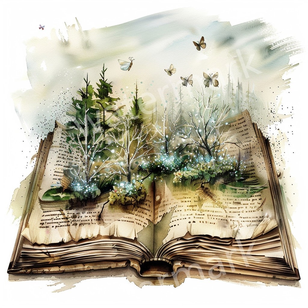 【商用利用可】魔法の本(水彩ファンタジーブック)クリップアート20点セット|高解像度・透過PNG|ファンタジー・コラージュ・ジャンクジャーナル素材|即ダウンロード