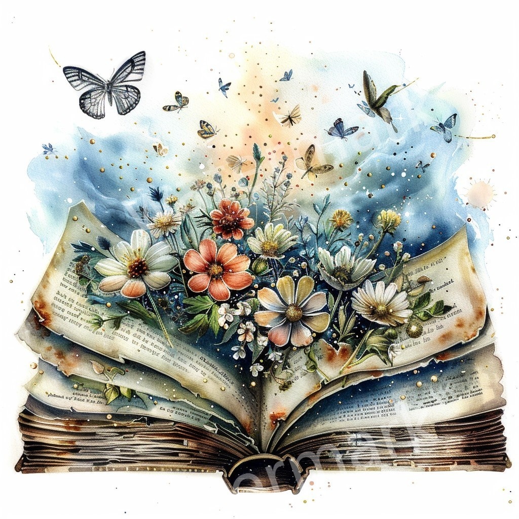 【商用利用可】魔法の本(水彩ファンタジーブック)クリップアート20点セット|高解像度・透過PNG|ファンタジー・コラージュ・ジャンクジャーナル素材|即ダウンロード