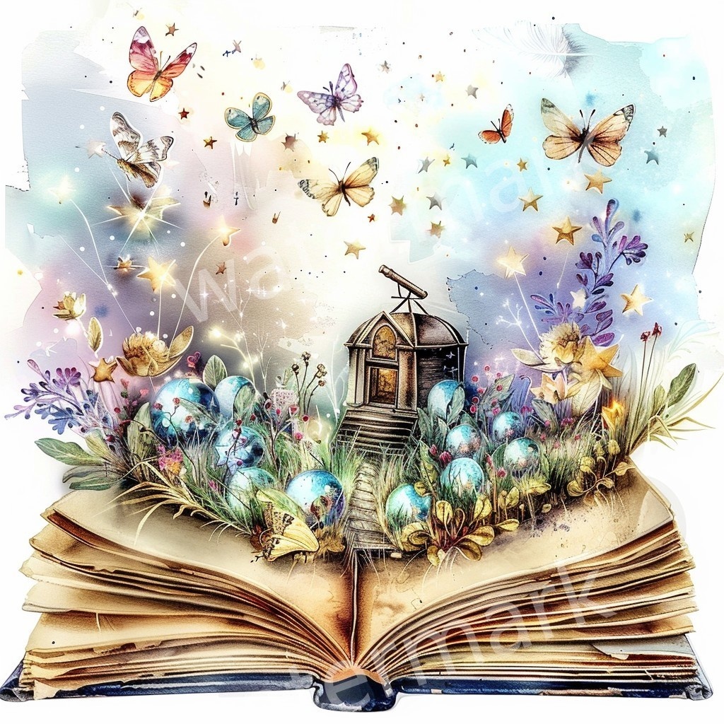 【商用利用可】魔法の本(水彩ファンタジーブック)クリップアート20点セット|高解像度・透過PNG|ファンタジー・コラージュ・ジャンクジャーナル素材|即ダウンロード