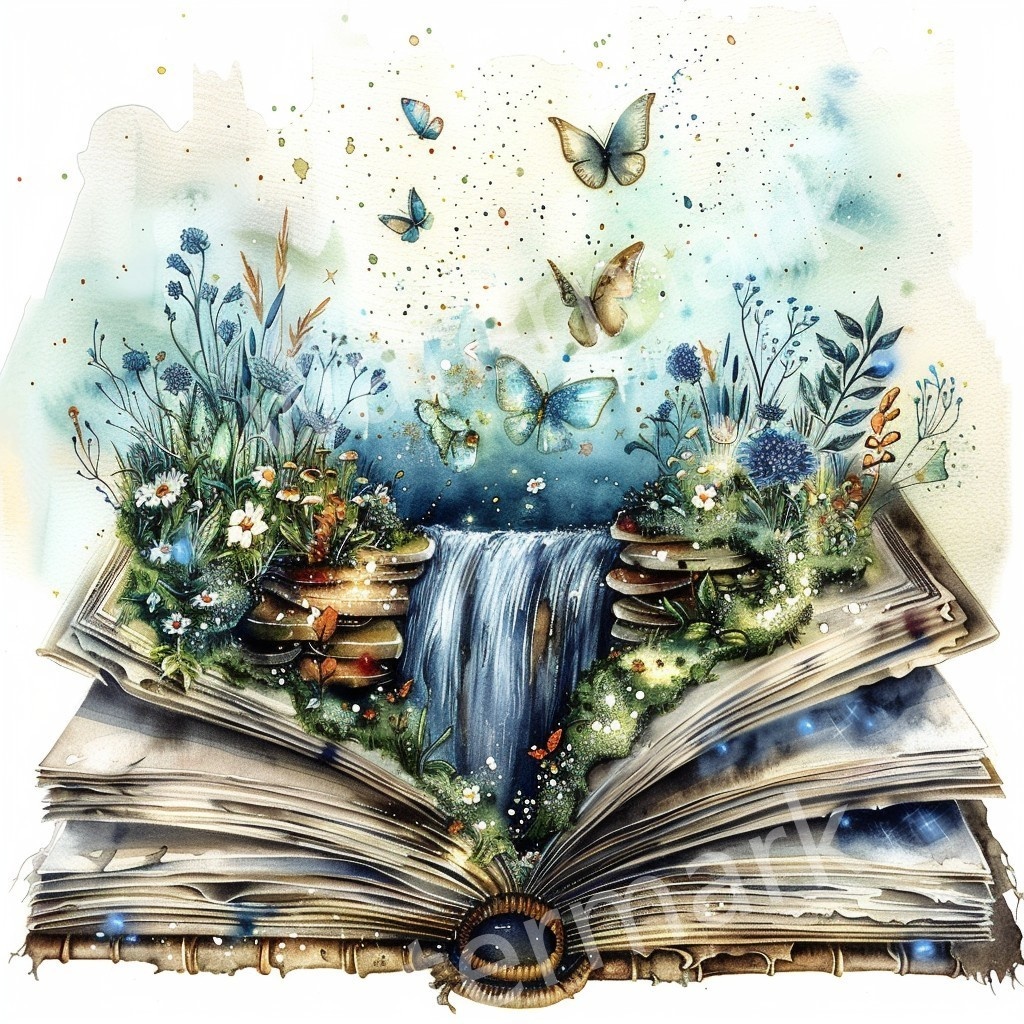 【商用利用可】魔法の本(水彩ファンタジーブック)クリップアート20点セット|高解像度・透過PNG|ファンタジー・コラージュ・ジャンクジャーナル素材|即ダウンロード