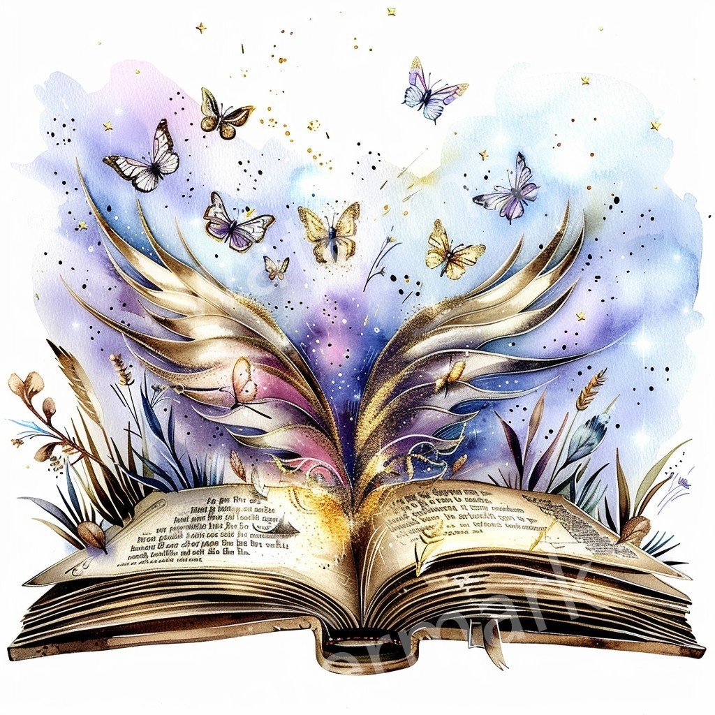 【商用利用可】魔法の本（水彩ファンタジーブック）クリップアート20点セット｜高解像度・透過PNG｜ファンタジー・コラージュ・ジャンクジャーナル素材｜即ダウンロード