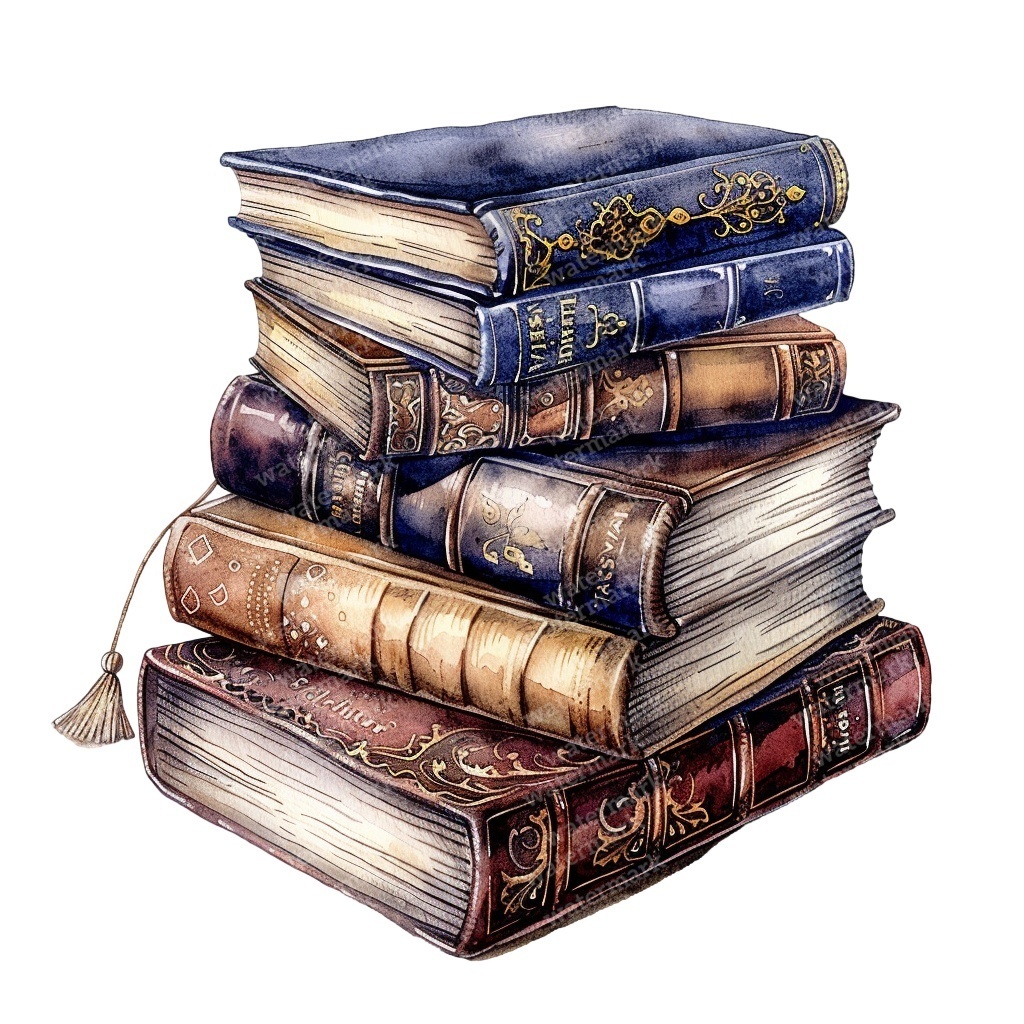 【商用利用可】ヴィンテージ洋書(水彩アンティークブック)クリップアート20点セット|高解像度・透過PNG|コラージュ・ジャンクジャーナル素材|即ダウンロード