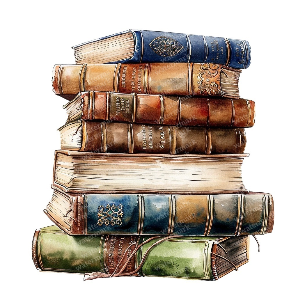 【商用利用可】ヴィンテージ洋書(水彩アンティークブック)クリップアート20点セット|高解像度・透過PNG|コラージュ・ジャンクジャーナル素材|即ダウンロード