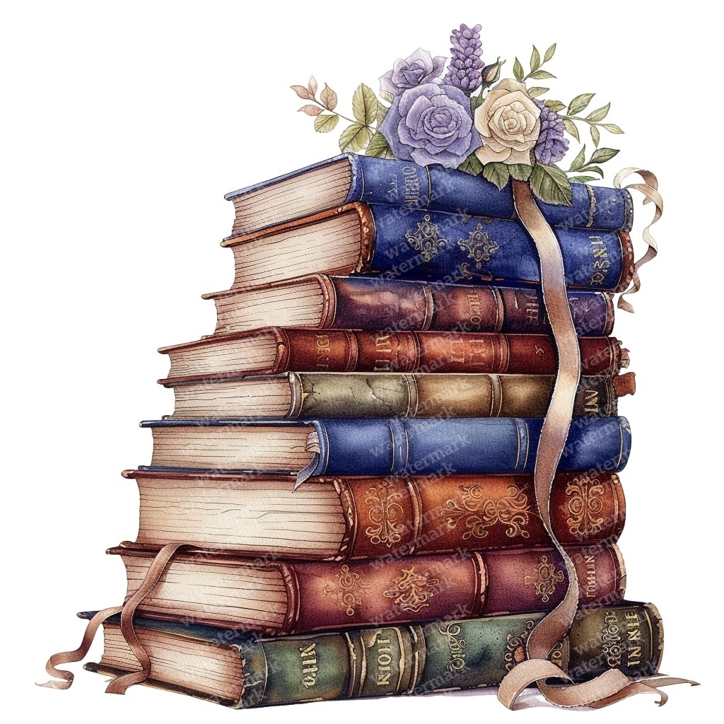 【商用利用可】ヴィンテージ洋書(水彩アンティークブック)クリップアート20点セット|高解像度・透過PNG|コラージュ・ジャンクジャーナル素材|即ダウンロード