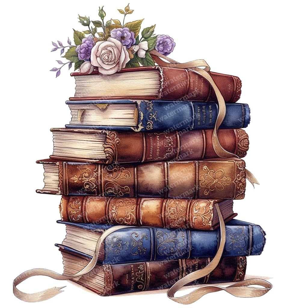 【商用利用可】ヴィンテージ洋書(水彩アンティークブック)クリップアート20点セット|高解像度・透過PNG|コラージュ・ジャンクジャーナル素材|即ダウンロード