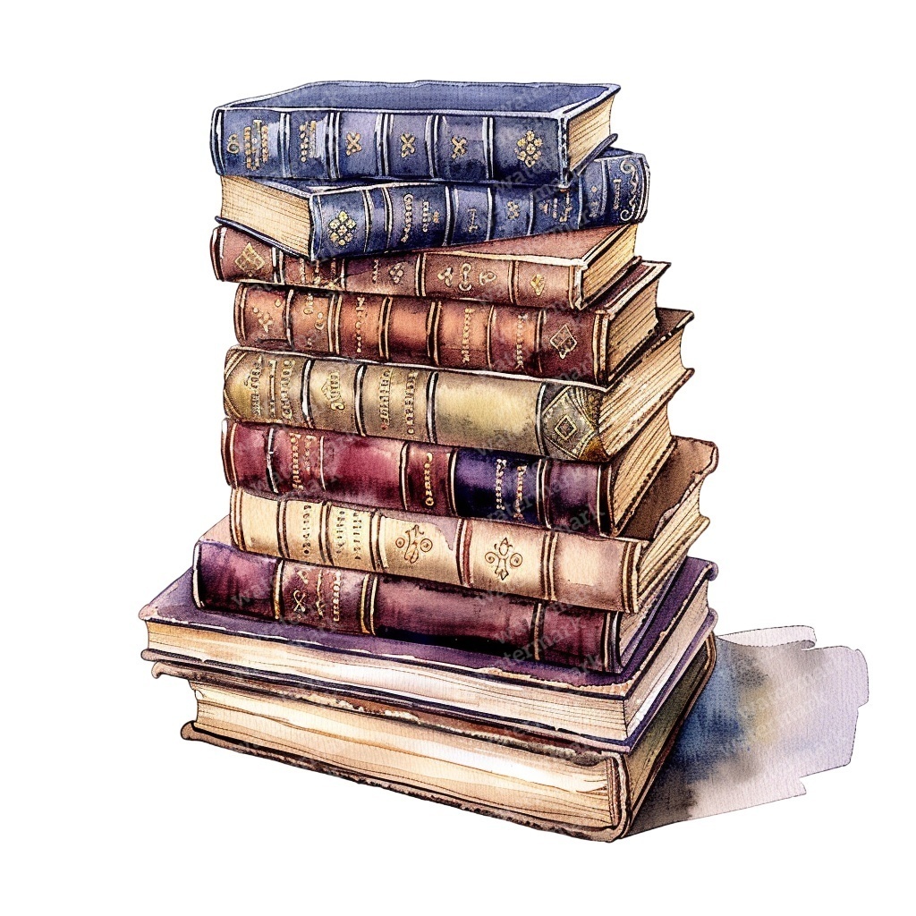 【商用利用可】ヴィンテージ洋書(水彩アンティークブック)クリップアート20点セット|高解像度・透過PNG|コラージュ・ジャンクジャーナル素材|即ダウンロード