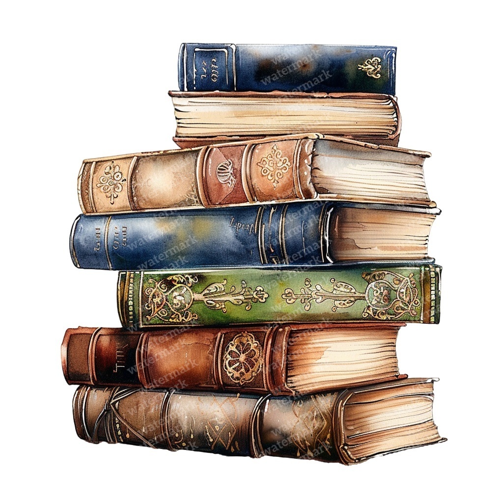 【商用利用可】ヴィンテージ洋書(水彩アンティークブック)クリップアート20点セット|高解像度・透過PNG|コラージュ・ジャンクジャーナル素材|即ダウンロード