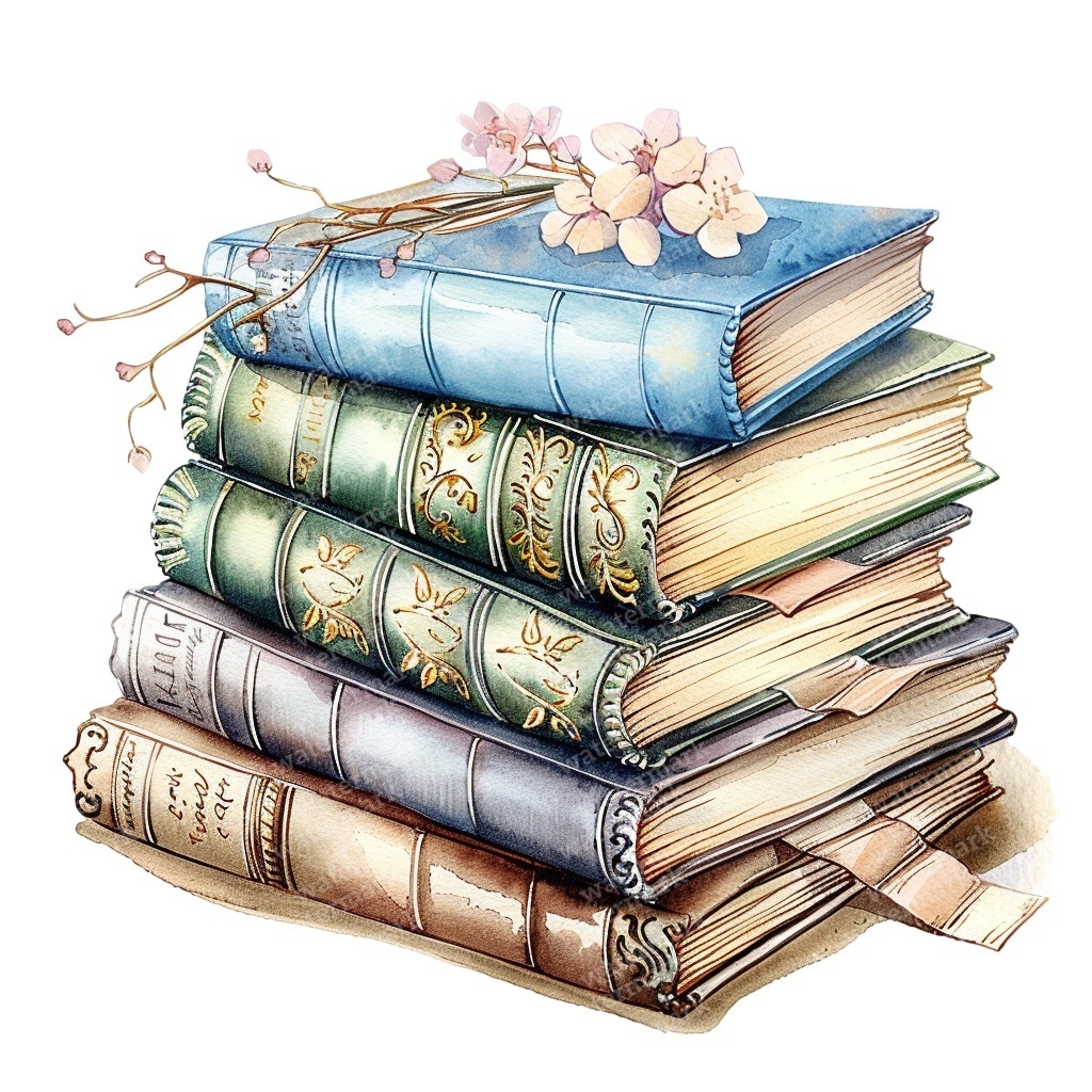 【商用利用可】ヴィンテージ洋書(水彩アンティークブック)クリップアート20点セット|高解像度・透過PNG|コラージュ・ジャンクジャーナル素材|即ダウンロード