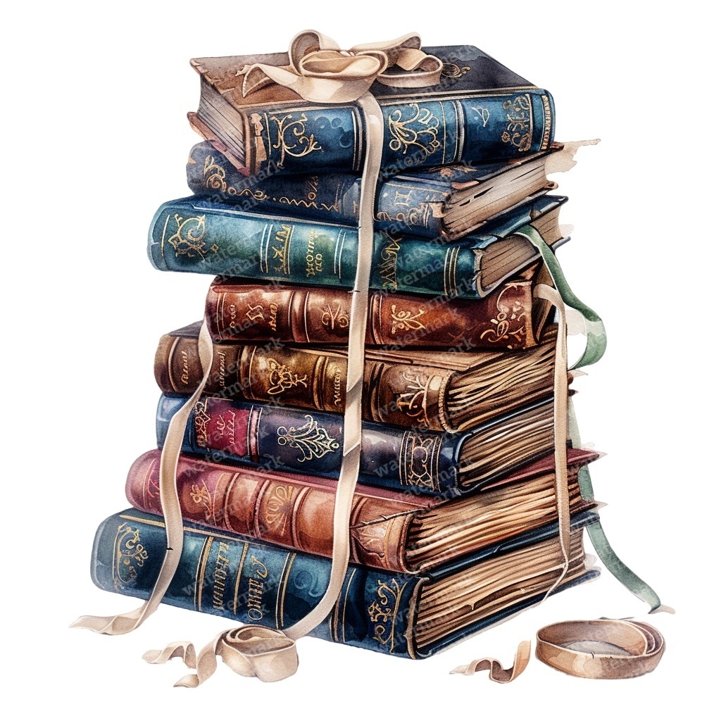 【商用利用可】ヴィンテージ洋書(水彩アンティークブック)クリップアート20点セット|高解像度・透過PNG|コラージュ・ジャンクジャーナル素材|即ダウンロード