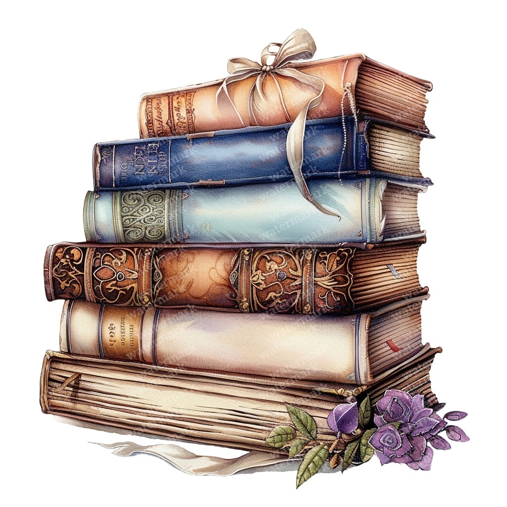 【商用利用可】ヴィンテージ洋書(水彩アンティークブック)クリップアート20点セット|高解像度・透過PNG|コラージュ・ジャンクジャーナル素材|即ダウンロード