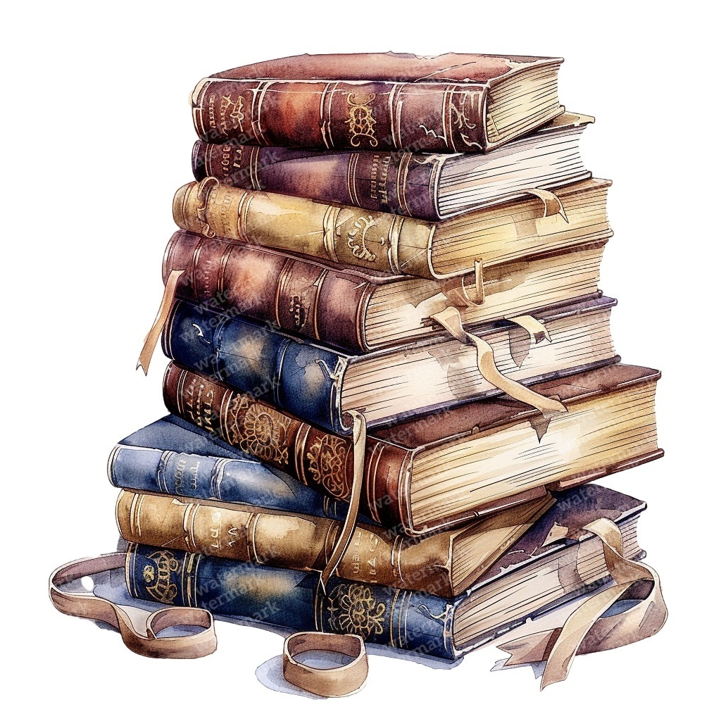 【商用利用可】ヴィンテージ洋書(水彩アンティークブック)クリップアート20点セット|高解像度・透過PNG|コラージュ・ジャンクジャーナル素材|即ダウンロード