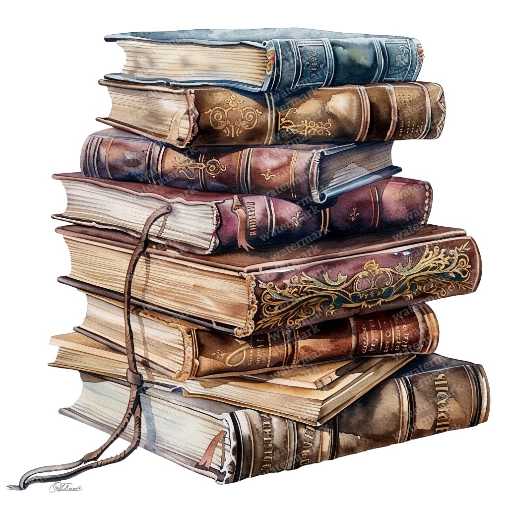 【商用利用可】ヴィンテージ洋書(水彩アンティークブック)クリップアート20点セット|高解像度・透過PNG|コラージュ・ジャンクジャーナル素材|即ダウンロード