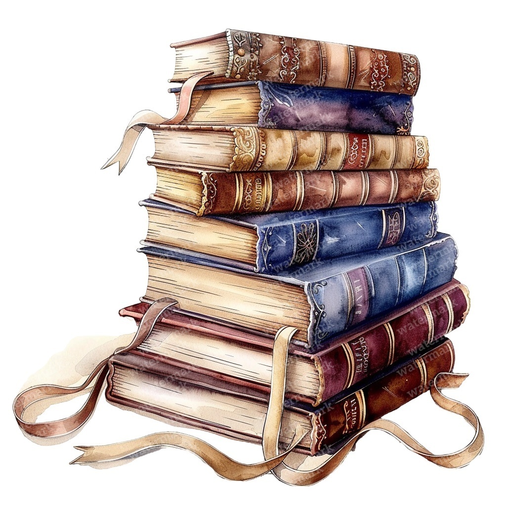 【商用利用可】ヴィンテージ洋書(水彩アンティークブック)クリップアート20点セット|高解像度・透過PNG|コラージュ・ジャンクジャーナル素材|即ダウンロード