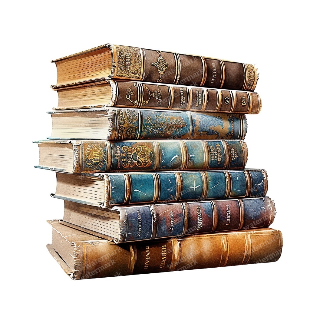 【商用利用可】ヴィンテージ洋書(水彩アンティークブック)クリップアート20点セット|高解像度・透過PNG|コラージュ・ジャンクジャーナル素材|即ダウンロード