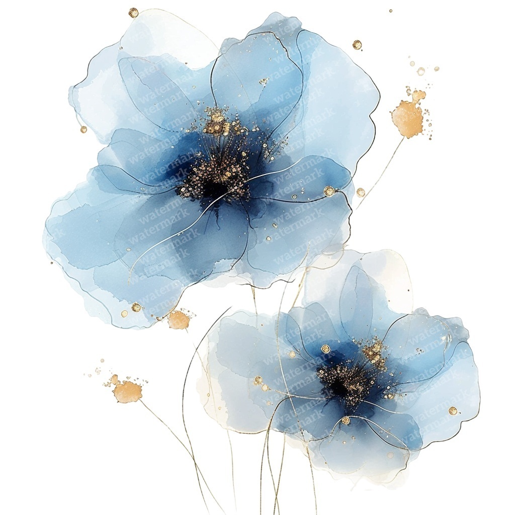 【商用利用可】抽象フラワー(水彩アブストラクト花)クリップアート15点セット|高解像度・透過PNG|モダン花デザイン|コラージュ・ジャンクジャーナル素材|即ダウンロード