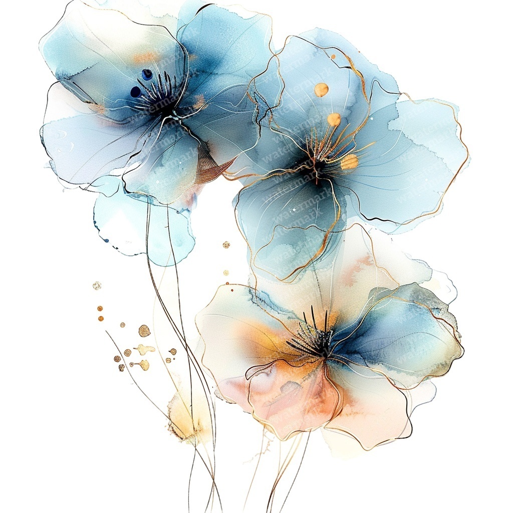 【商用利用可】抽象フラワー(水彩アブストラクト花)クリップアート15点セット|高解像度・透過PNG|モダン花デザイン|コラージュ・ジャンクジャーナル素材|即ダウンロード