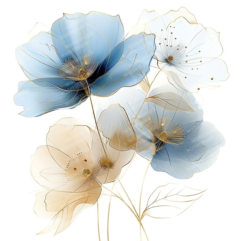 【商用利用可】抽象フラワー(水彩アブストラクト花)クリップアート15点セット|高解像度・透過PNG|モダン花デザイン|コラージュ・ジャンクジャーナル素材|即ダウンロード