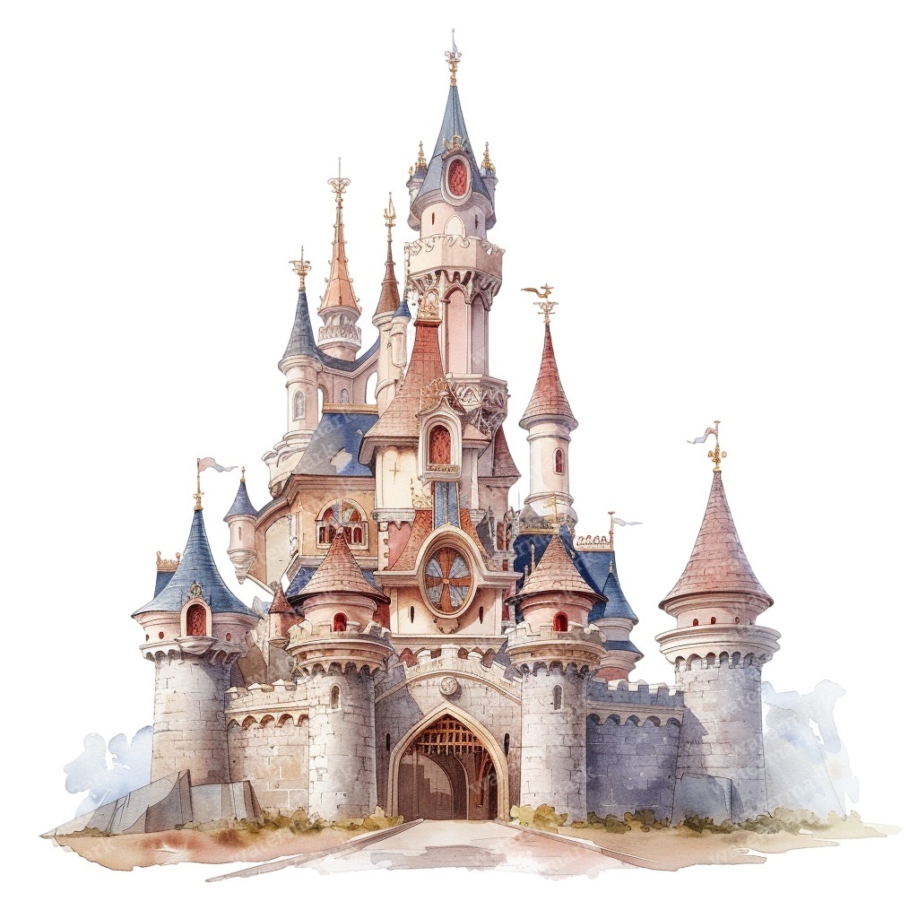【商用利用可】プリンセス城(水彩フェアリーキャッスル)クリップアート15点セット|高解像度PNG/JPG|ファンタジー・コラージュ・ジャンクジャーナル素材|即ダウンロード