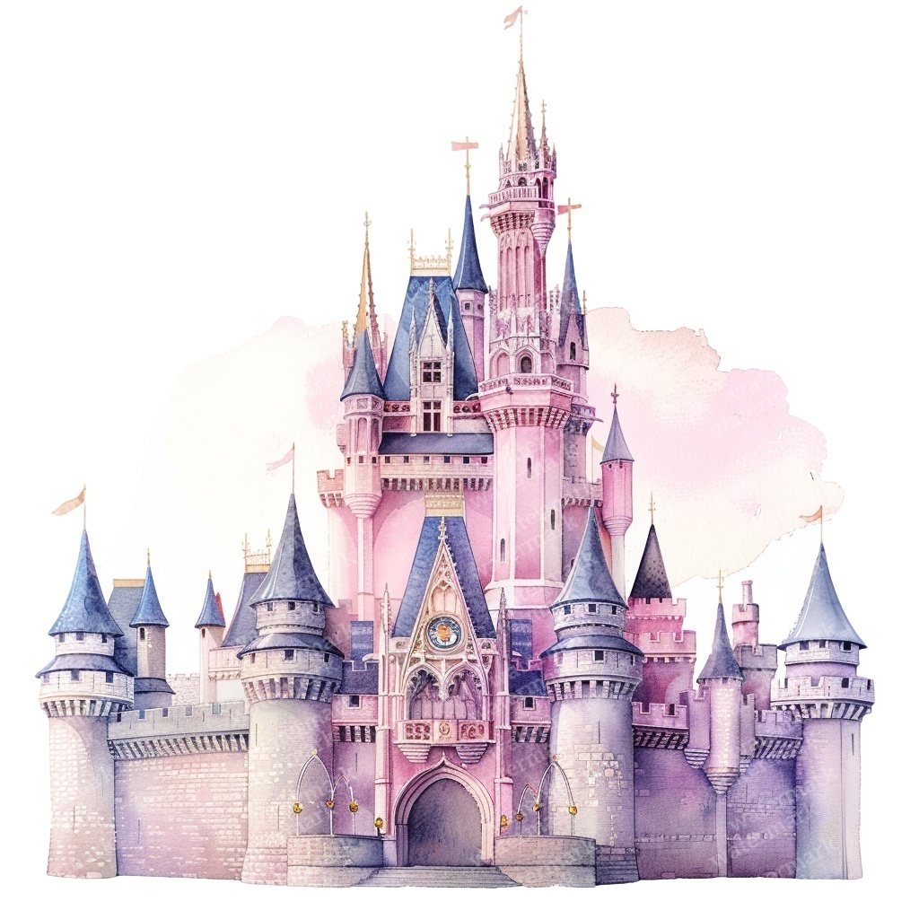 【商用利用可】プリンセス城(水彩フェアリーキャッスル)クリップアート15点セット|高解像度PNG/JPG|ファンタジー・コラージュ・ジャンクジャーナル素材|即ダウンロード