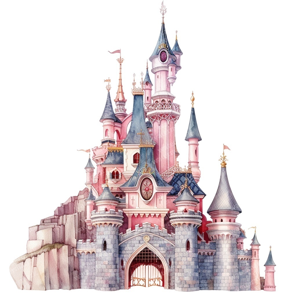 【商用利用可】プリンセス城(水彩フェアリーキャッスル)クリップアート15点セット|高解像度PNG/JPG|ファンタジー・コラージュ・ジャンクジャーナル素材|即ダウンロード