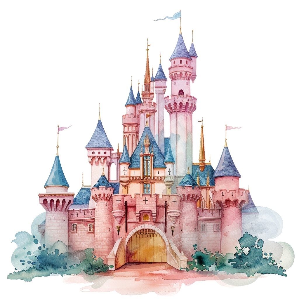 【商用利用可】プリンセス城(水彩フェアリーキャッスル)クリップアート15点セット|高解像度PNG/JPG|ファンタジー・コラージュ・ジャンクジャーナル素材|即ダウンロード