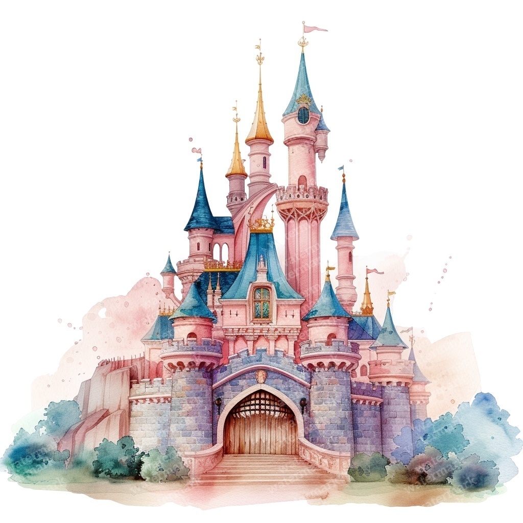 【商用利用可】プリンセス城(水彩フェアリーキャッスル)クリップアート15点セット|高解像度PNG/JPG|ファンタジー・コラージュ・ジャンクジャーナル素材|即ダウンロード